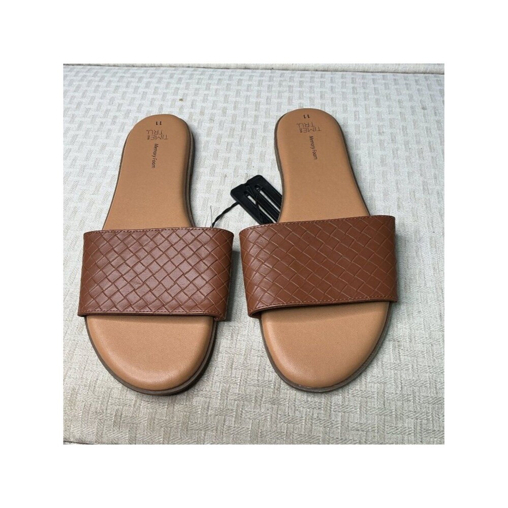 Time & Tru Tan Thong or Slide Sandals, Size 11